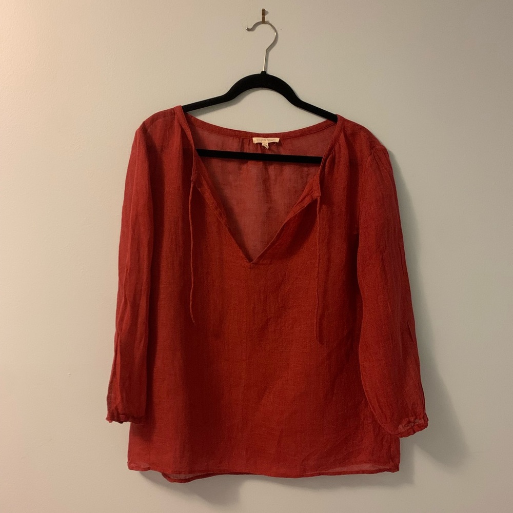 Eileen Fisher Linen Peasant Blouse Size M